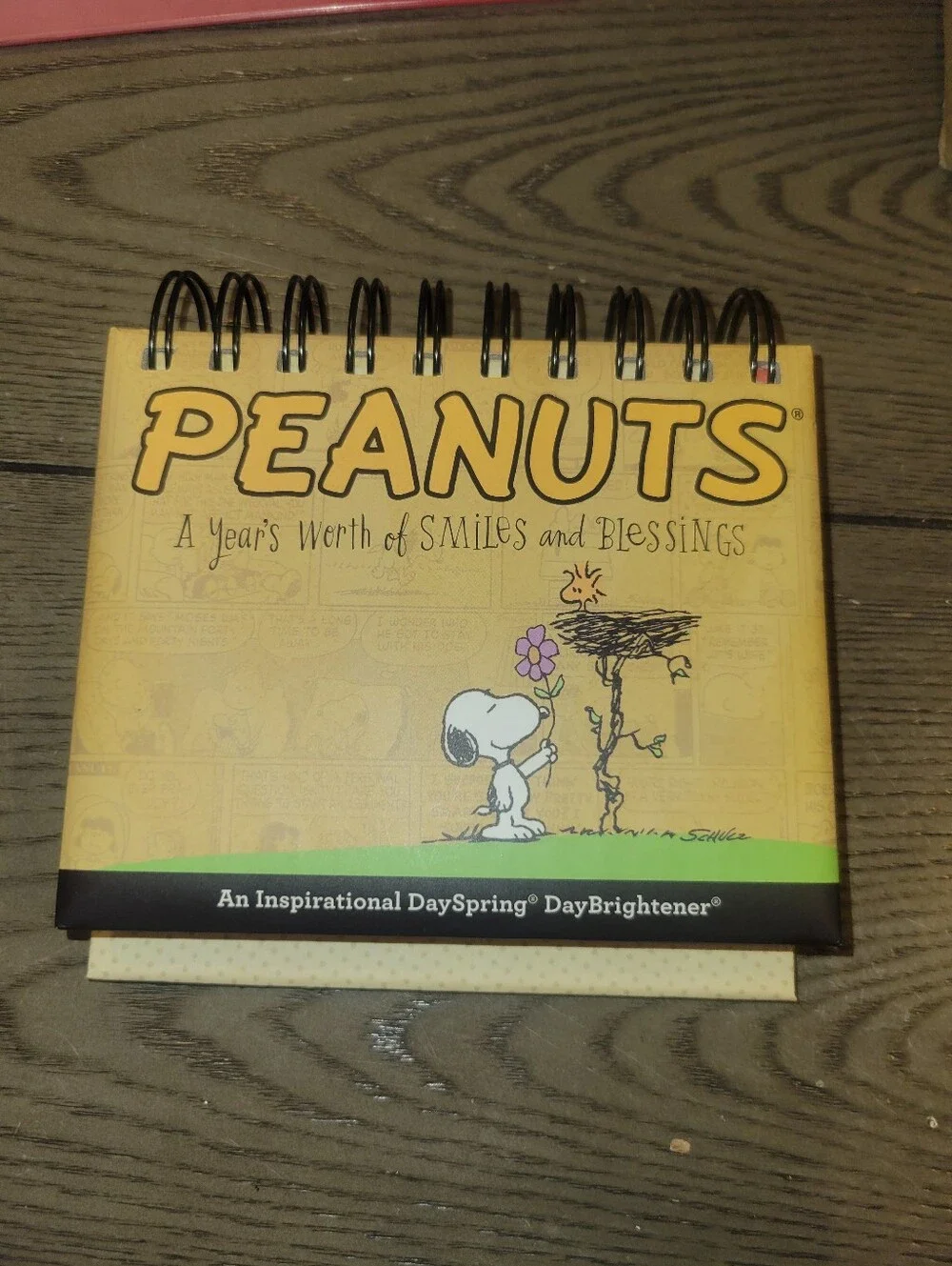 Peanuts Orange and Green Spiral Desk Calendar with Snoopy Art